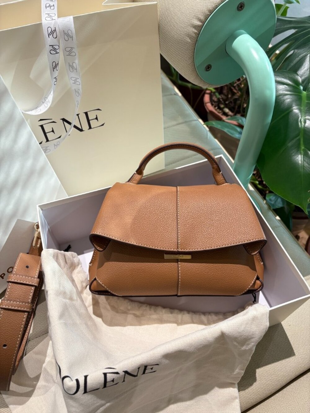 Polène Numero Un Micro Grained Leather Top Handle Bag